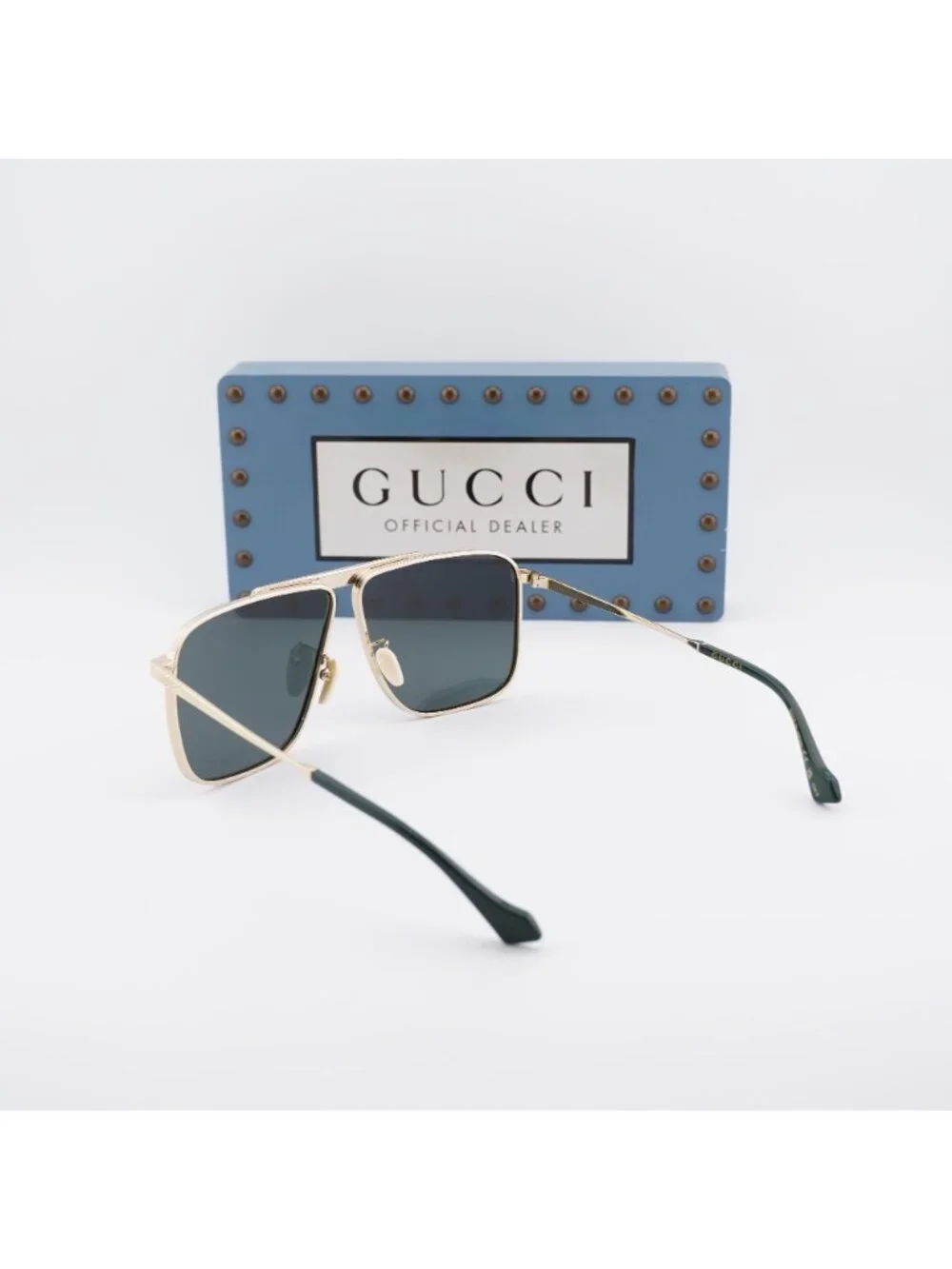 Gucci GG0840S 002 Aviator Sunglasses - Gold / Green